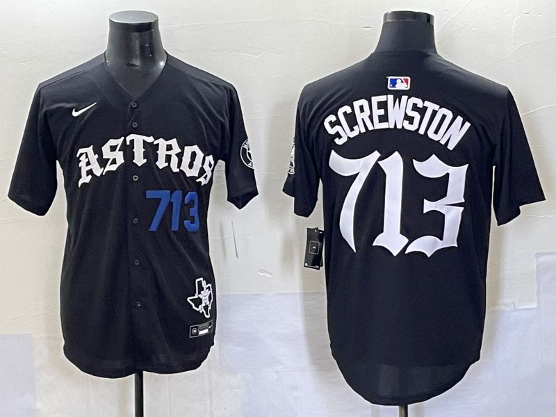 Men 2025 Houston Astros 713 Screwston Black Seven generations Joint Name Nike MLB Jersey style 2->houston astros->MLB Jersey
